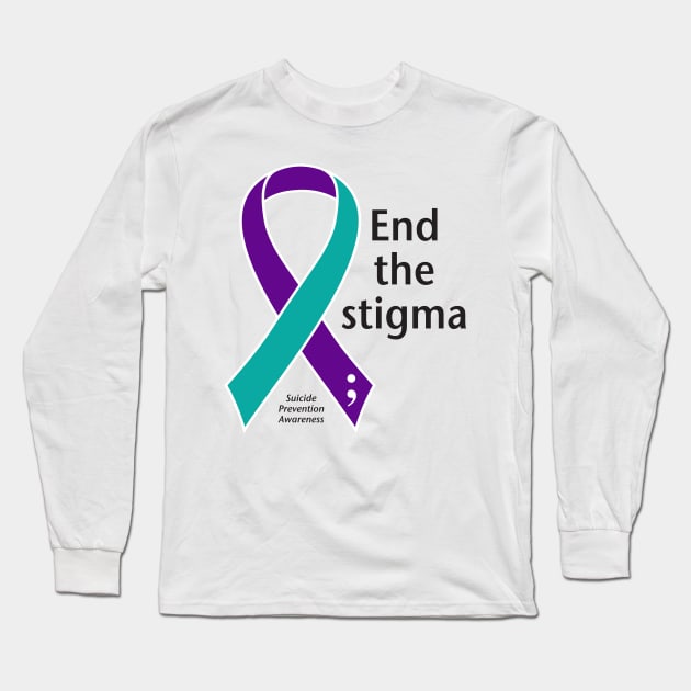 Suicide prevention: End the stigma, black type Long Sleeve T-Shirt by Just Winging It Designs